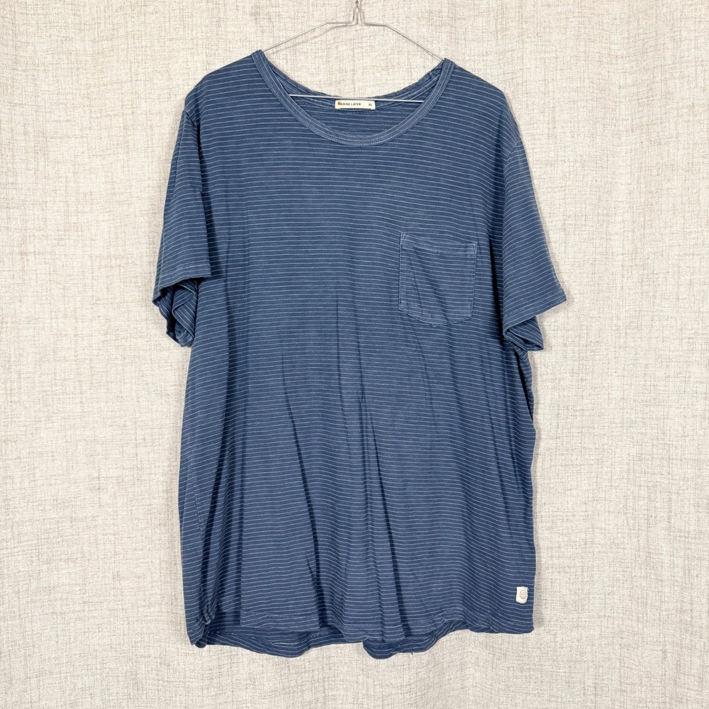 Marine Layer T Shirt Mens XL Blue Striped Short Sleeve Coastal Nautical Beach